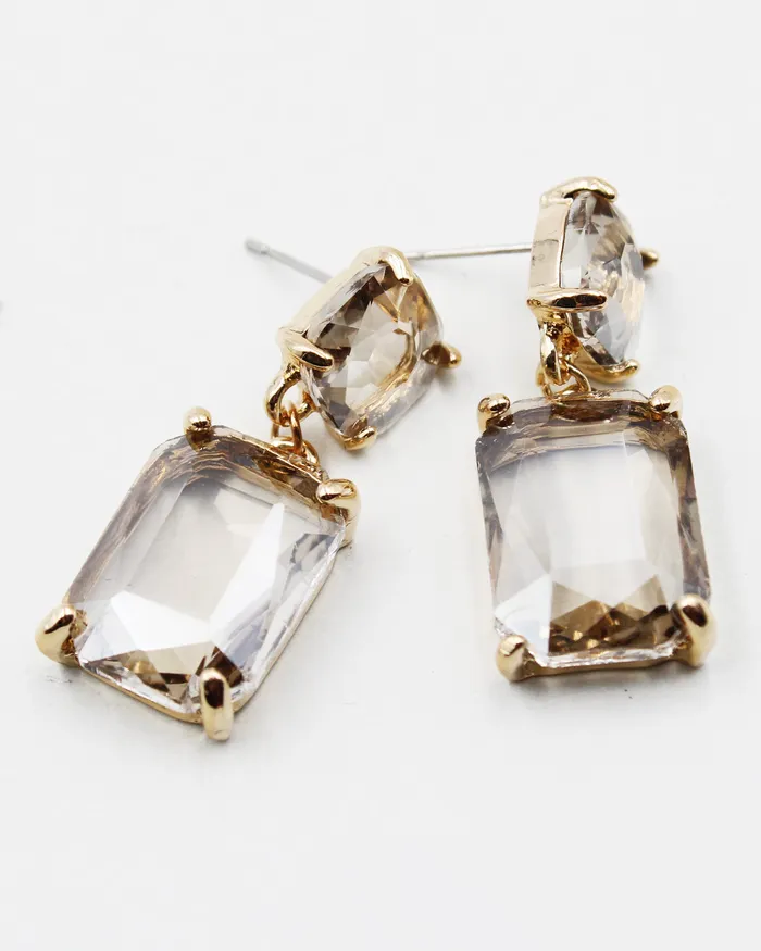 Earrings Square Cut Faceted Stone Earrings 072022