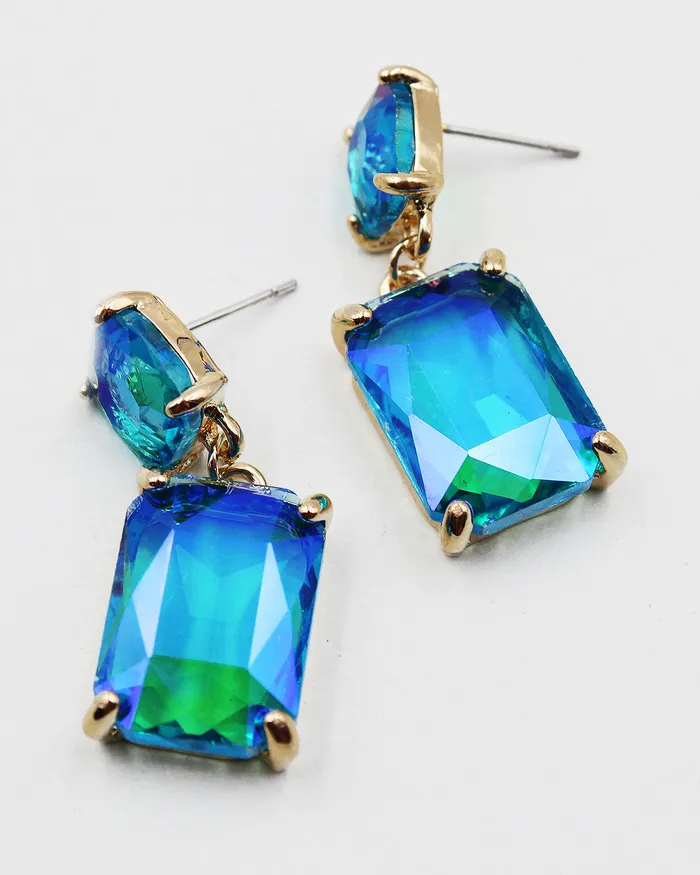 Earrings Square Cut Faceted Stone Earrings 072022 Earrings Square Cut Faceted Stone Earrings 072022