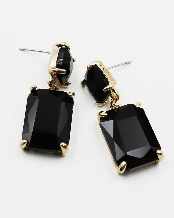 Earrings Square Cut Faceted Stone Earrings 072022 Earrings Square Cut Faceted Stone Earrings 072022