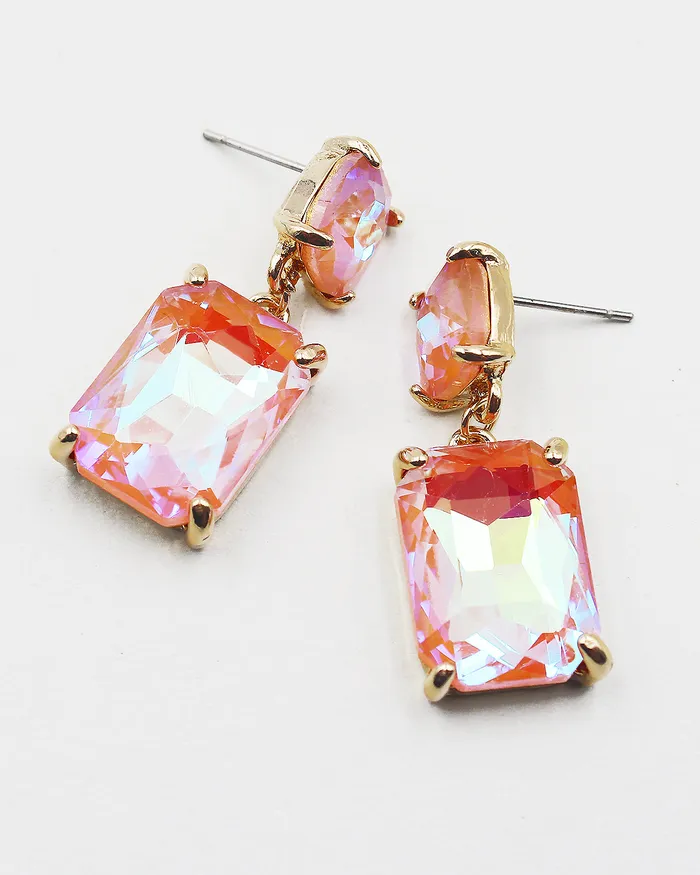 Earrings Square Cut Faceted Stone Earrings 072022 Earrings Square Cut Faceted Stone Earrings 072022