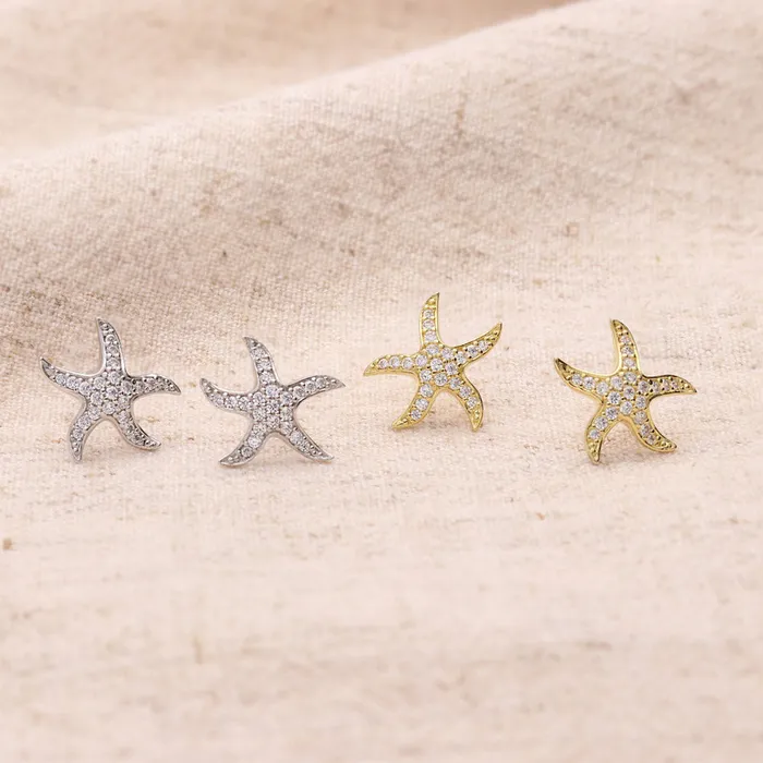 Earrings Starfish CZ Stud Earrings in Sterling Silver BERRICLE