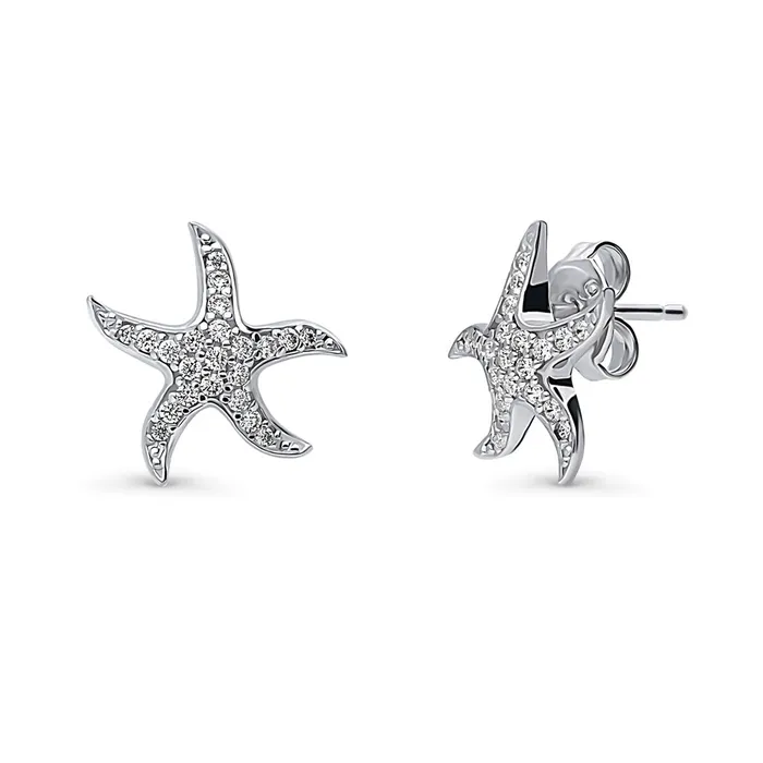 Earrings Starfish CZ Stud Earrings in Sterling Silver BERRICLE