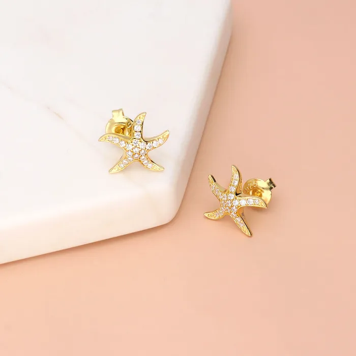 Earrings Starfish CZ Stud Earrings in Sterling Silver BERRICLE