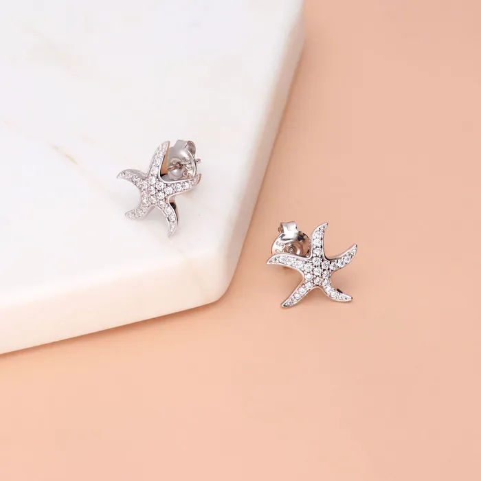 Earrings Starfish CZ Stud Earrings in Sterling Silver BERRICLE