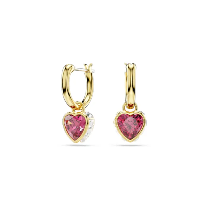 Earrings Swarovski Chroma Drop Earrings Heart Red Goldtone plated Swarovski
