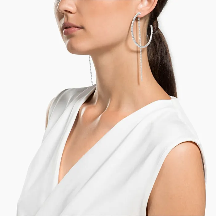 Earrings Swarovski SwarovskiFit Hoop Pierced EarringsWhiteOne Size Earrings Swarovski SwarovskiFit Hoop Pierced EarringsWhiteOne Size