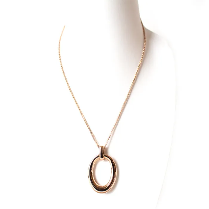 Esprit Necklaces Esprit Necklace Long Rosegold Chain With Oval Pendant