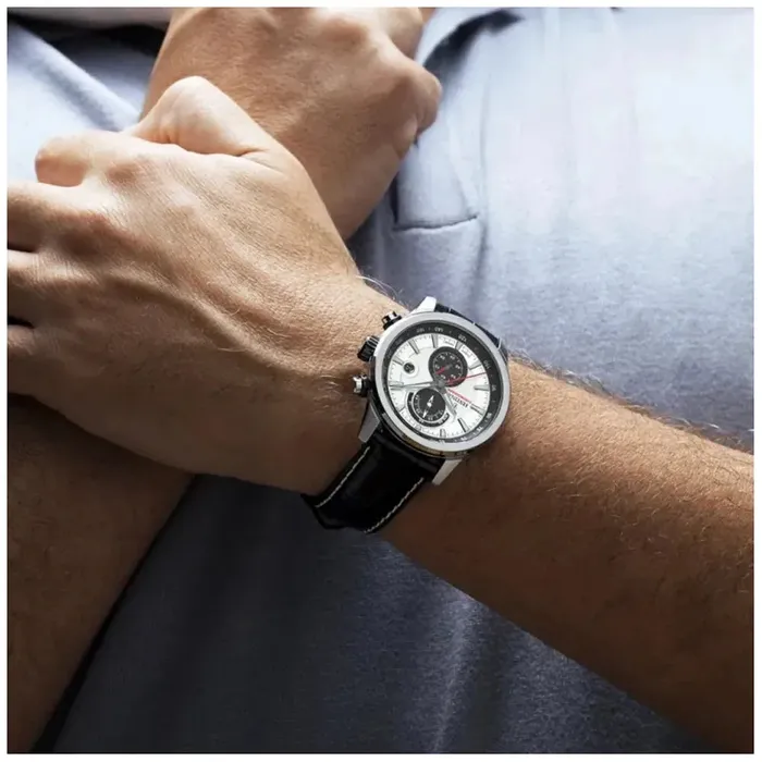 Festina Festina Timeless Chronograph Gents Silver Dial Leather Watch Watches
