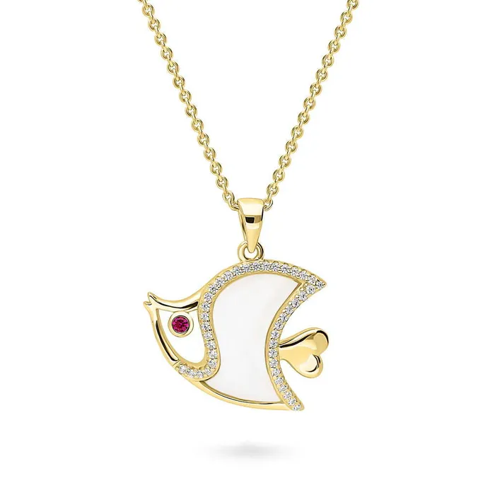 Fish Mother Of Pearl Necklace in Sterling Silver BERRICLE Necklaces