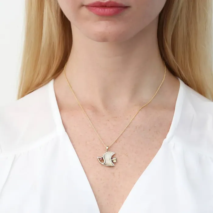Fish Mother Of Pearl Necklace in Sterling Silver BERRICLE Necklaces