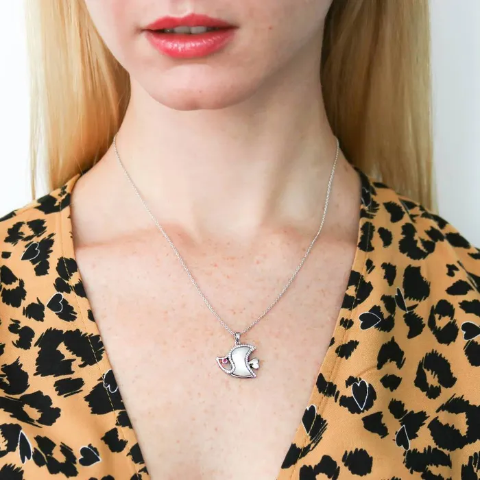 Fish Mother Of Pearl Necklace in Sterling Silver BERRICLE Necklaces