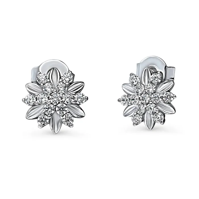 Flower CZ Stud Earrings in Sterling Silver BERRICLE Earrings