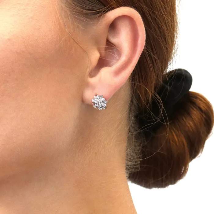 Flower CZ Stud Earrings in Sterling Silver BERRICLE Earrings
