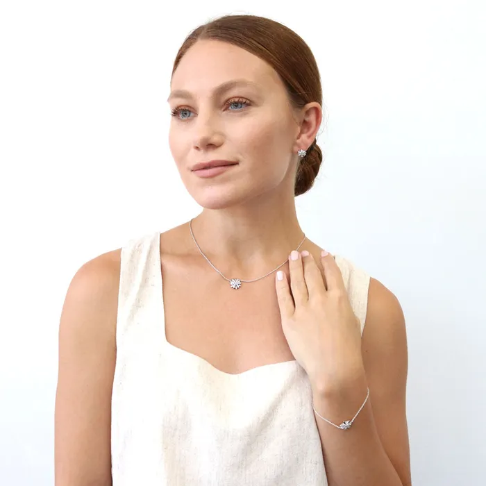 Flower CZ Stud Earrings in Sterling Silver BERRICLE Earrings
