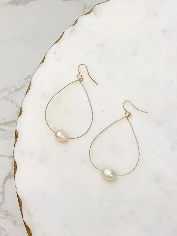 Freshwater Pearl Minimalist Oval Earrings Gold Prep Obsessed PR Earrings