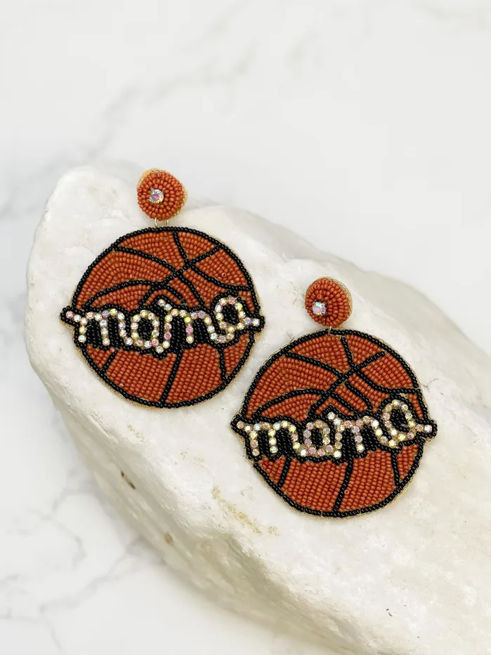 Glitzy Basketball Mama Beaded Dangle Earrings Prep Obsessed TL Earrings