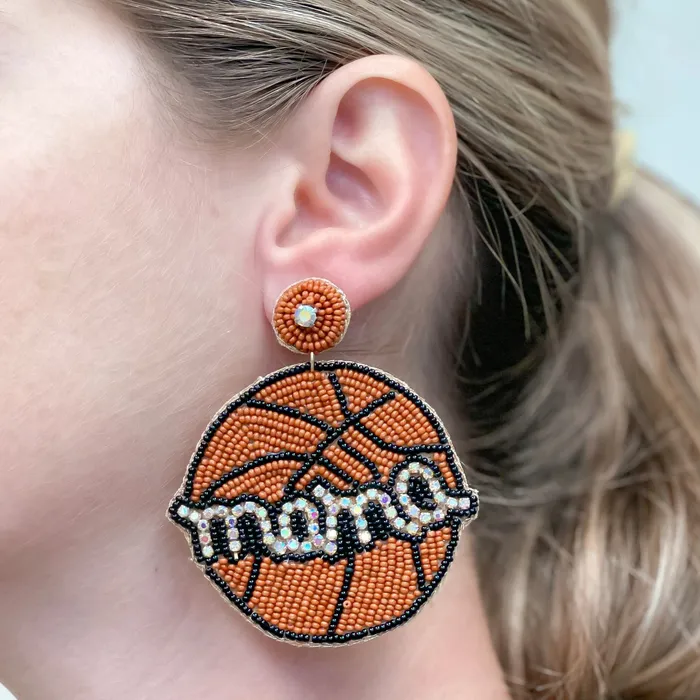 Glitzy Basketball Mama Beaded Dangle Earrings Prep Obsessed TL Earrings