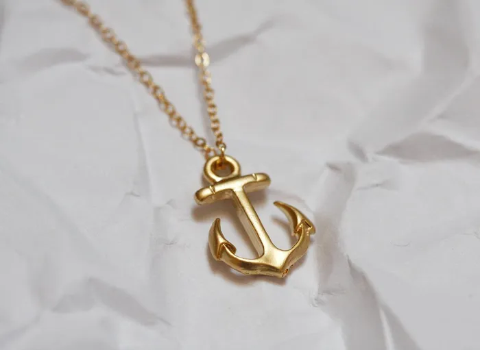 Gold Anchor Necklace Capucinne Necklaces