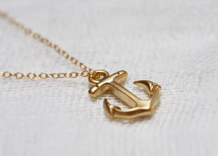 Gold Anchor Necklace Capucinne Necklaces