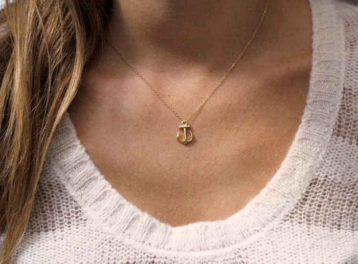 Gold Anchor Necklace Capucinne Necklaces