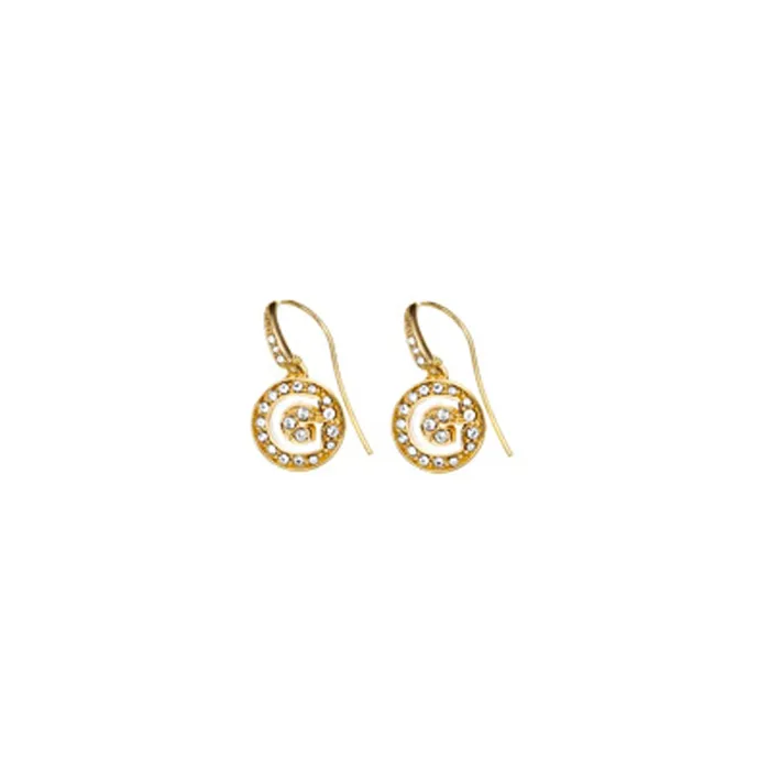 Guess Earrings Guess Ladies Earring Ip Gold Crystal Coin With G Cut