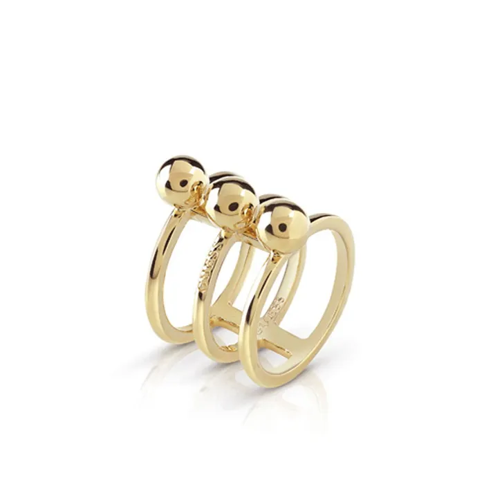 Guess Ring Ip Gold With Three Bars Three Beads Design Size 7 Guess Rings