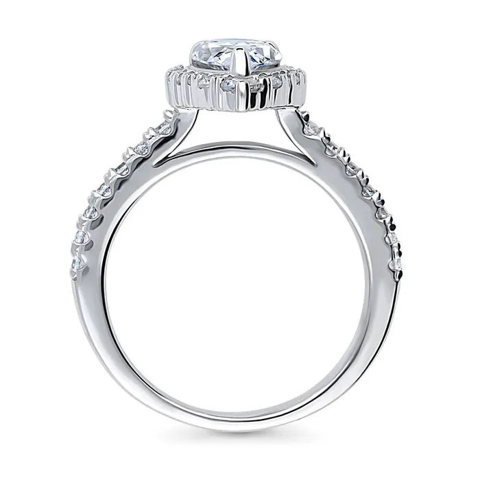 Halo Pear Cut CZ Ring in Sterling Silver BERRICLE Rings