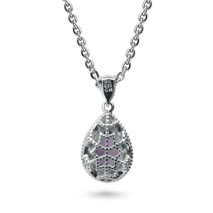 Halo Pear CZ Necklace in Sterling Silver BERRICLE Necklaces