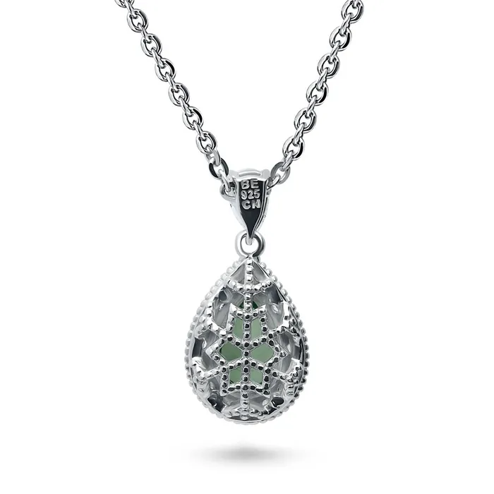 Halo Pear CZ Necklace in Sterling Silver BERRICLE Necklaces