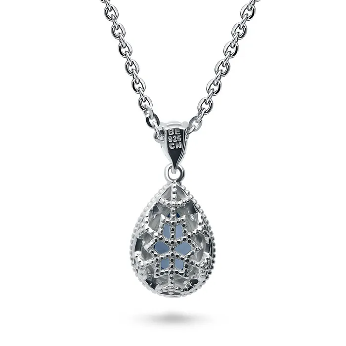 Halo Pear CZ Necklace in Sterling Silver BERRICLE Necklaces