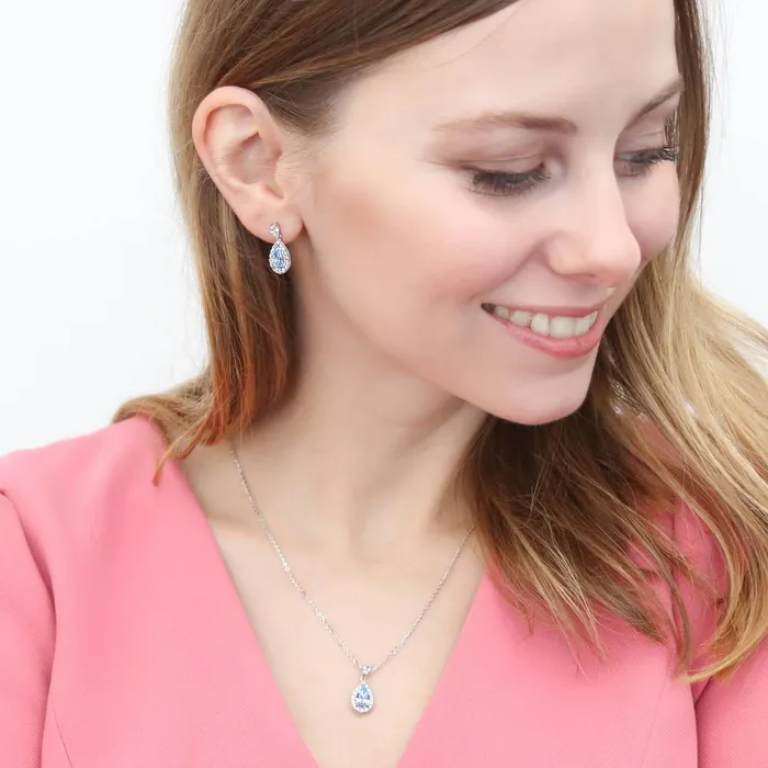 Halo Pear CZ Necklace in Sterling Silver BERRICLE Necklaces