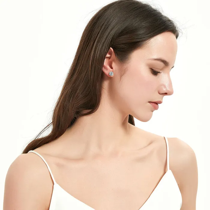Halo Solitaire 16ct CZ Stud Earrings in Sterling Silver 2 Pairs BERRICLE Earrings