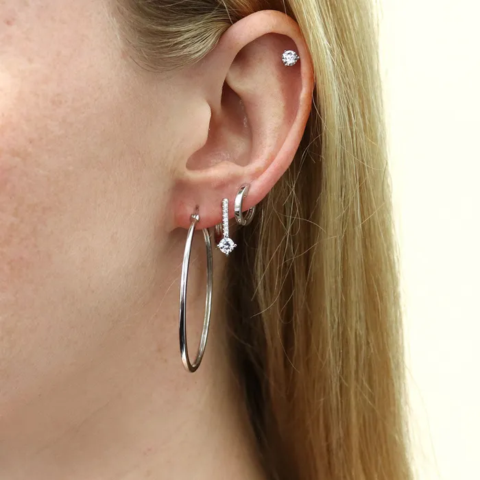 Halo Solitaire 16ct CZ Stud Earrings in Sterling Silver 2 Pairs BERRICLE Earrings