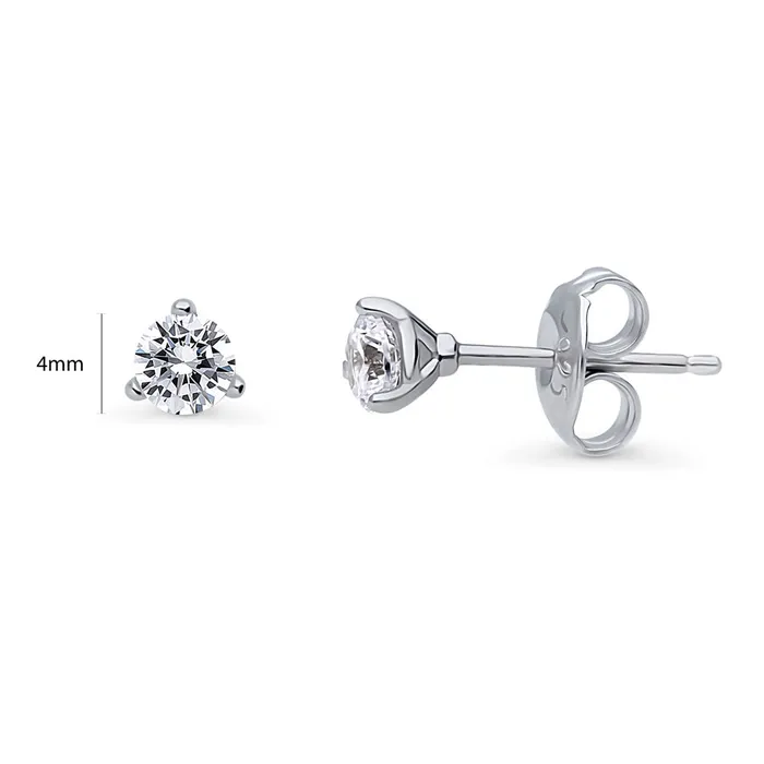 Halo Solitaire 16ct CZ Stud Earrings in Sterling Silver 2 Pairs BERRICLE Earrings