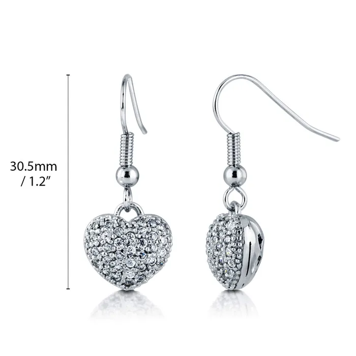 Heart CZ Fish Hook Earrings in SilverTone BERRICLE Earrings