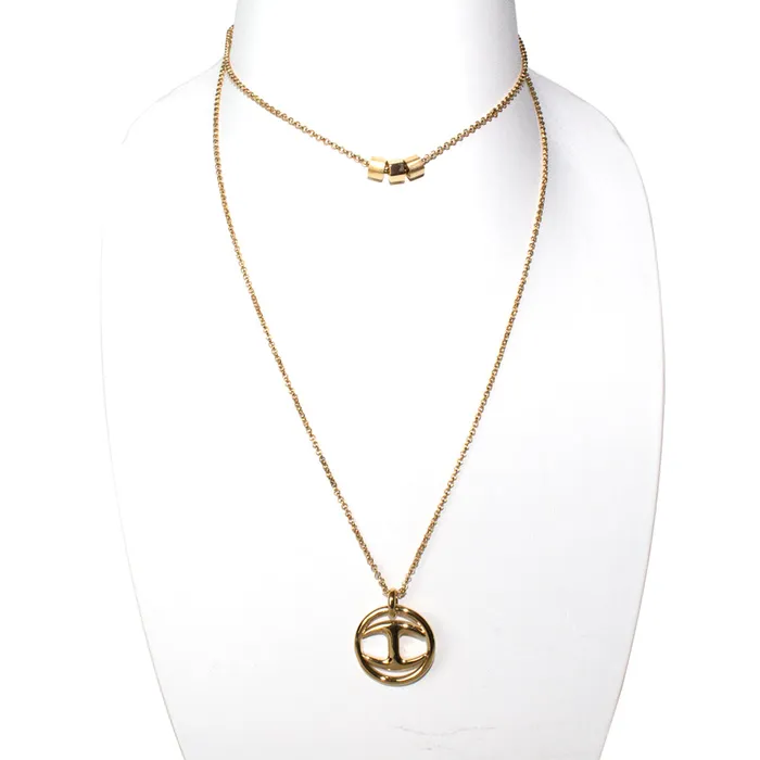 Just Cavalli Necklaces Just Cavalli Necklace2 Layer Ip Gold Chain With Jc Logo Bids Pendant Just Cavalli Necklaces Just Cavalli Necklace2 Layer Ip Gold Chain With Jc Logo Bids Pendant