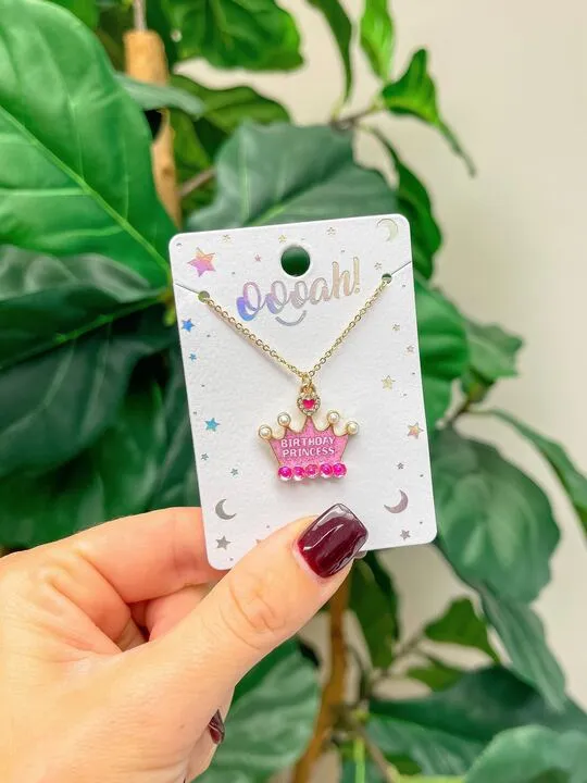 Kids Birthday Crown Pendant Necklace Prep Obsessed SB Necklaces