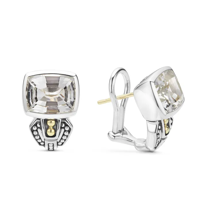 LAGOS Earrings Caviar Color BezelSet White Topaz Earrings