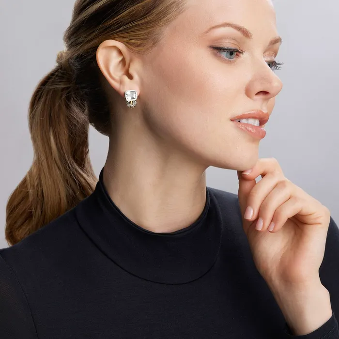 LAGOS Earrings Caviar Color BezelSet White Topaz Earrings LAGOS Earrings Caviar Color BezelSet White Topaz Earrings