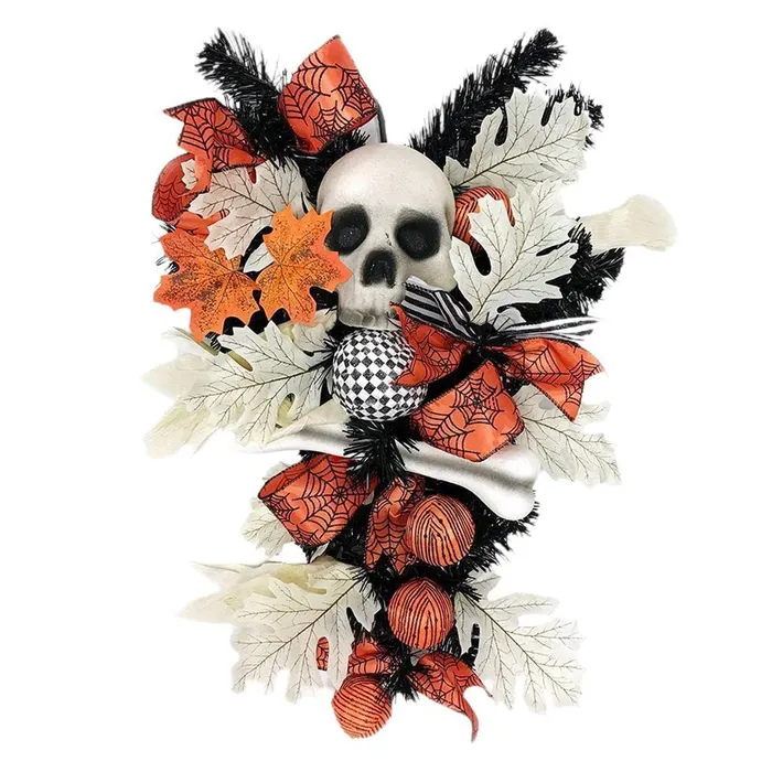 LOOM TREE Halloween Decorative Skeleton Wreath Door Decoration with Pumpkin Type 2 Dropshipped via Social Commerce Network Necklaces LOOM TREE Halloween Decorative Skeleton Wreath Door Decoration with Pumpkin Type 2 Dropshipped via Social Commerce Network Necklaces