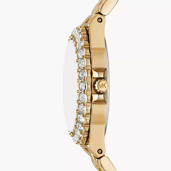 Michael Kors Earrings Michael Kors Lennox Ladies Green Dial ThreeHand GoldTone Stainless Steel Watch