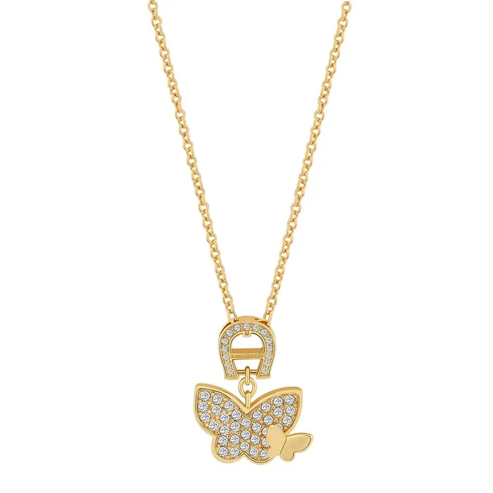 Necklaces Aigner Aigner Necklace Gold Plated A Logo With Butterfly Pendant Swarovski Crystal Necklaces Aigner Aigner Necklace Gold Plated A Logo With Butterfly Pendant Swarovski Crystal