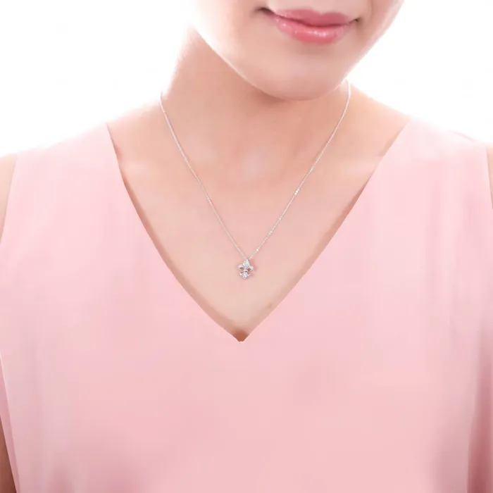 Necklaces BERRICLE Fleur De Lis CZ Necklace and Earrings in Sterling Silver