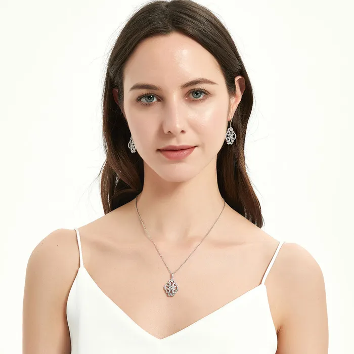 Necklaces BERRICLE Flower Art Deco CZ Necklace in Sterling Silver
