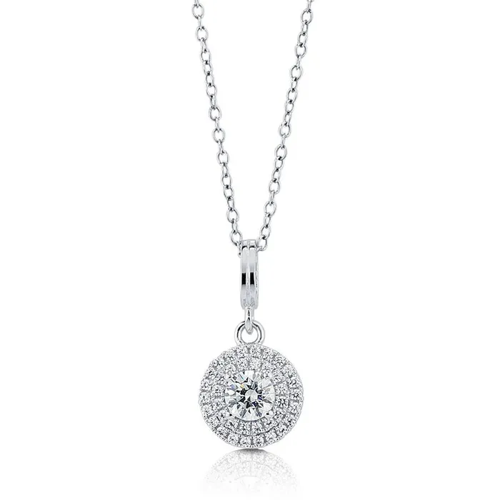 Necklaces BERRICLE Halo CZ Pendant Necklace in Sterling Silver