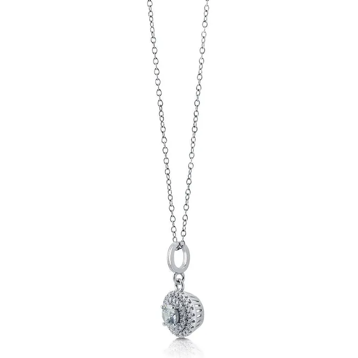 Necklaces BERRICLE Halo CZ Pendant Necklace in Sterling Silver
