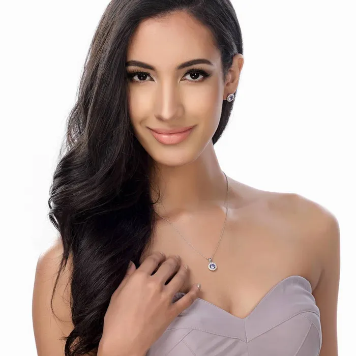 Necklaces BERRICLE Halo CZ Pendant Necklace in Sterling Silver