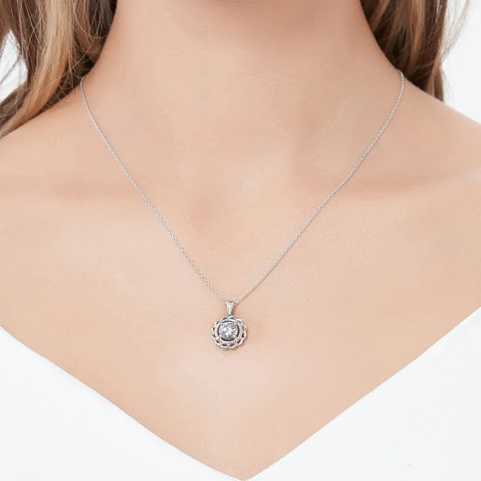Necklaces BERRICLE Solitaire Woven 125ct CZ Necklace in Sterling Silver