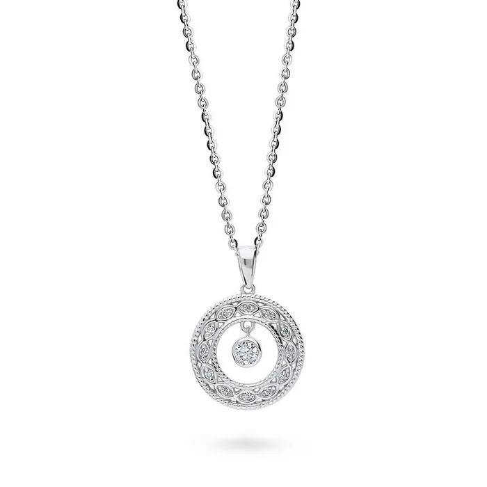 Necklaces BERRICLE Woven Open Circle CZ Necklace in Sterling Silver
