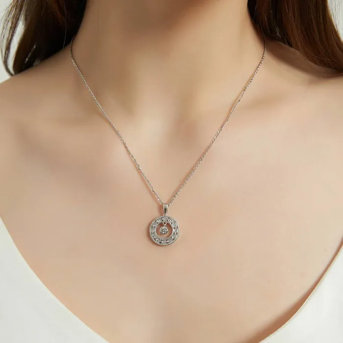 Necklaces BERRICLE Woven Open Circle CZ Necklace in Sterling Silver